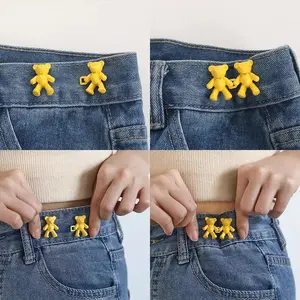 Cute Bear Jeans Buckles Jeans Pants Waistline Reduction Adjustable Metal Buckle Skirt Jeans Tools Trousers Accessories NONE