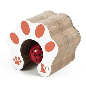 1pc Magic Organ Cat Scratcher Toy, Foldable Accordion Cat Scratching Board with Bell Ball, Interactive Corrugated Cardboard Pet Toy for Grinding Claws & Playing.