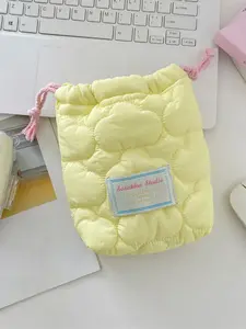 Cute Quilted Camera Storage Bag, Ccd Instant Film Pouch, Lipstick Cushion Eyebrow Pen Makeup Organizer, Handheld Cosmetic Pouch, Cosmetics Organizer, Vanity Purse, Soft Color & Plaid Pattern, Makeup Organizer Pouches