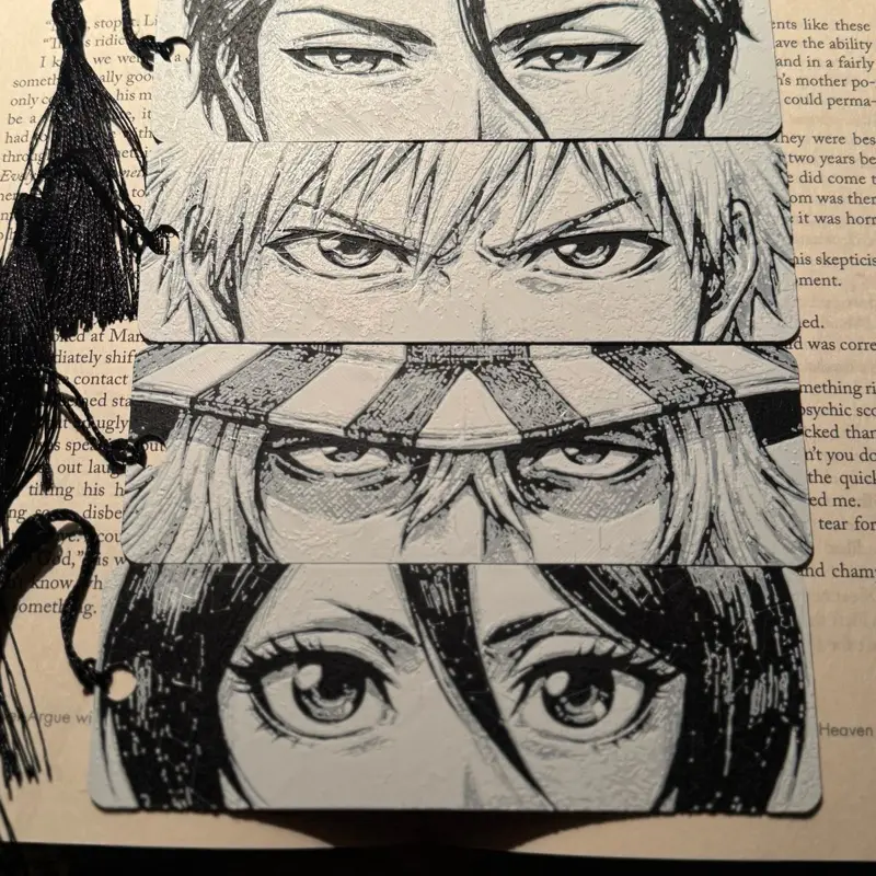 3D Printed Anime Bleach Tassel Bookmarks - High-Detail Mikasa, Ichigo, Rukia, Urahara, Aizen Art - Office Stationery Page Markers for Anime Fans (Choose Your Design)