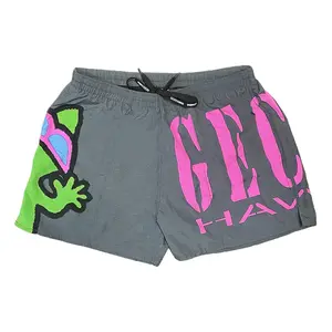 Gecko Hawaii Iconic Volley Grey Unisex Mesh Shorts with Original Drawstring & Pockets for Men & Women Lightweight 100% Nylon Comfy Tropical Beachwear