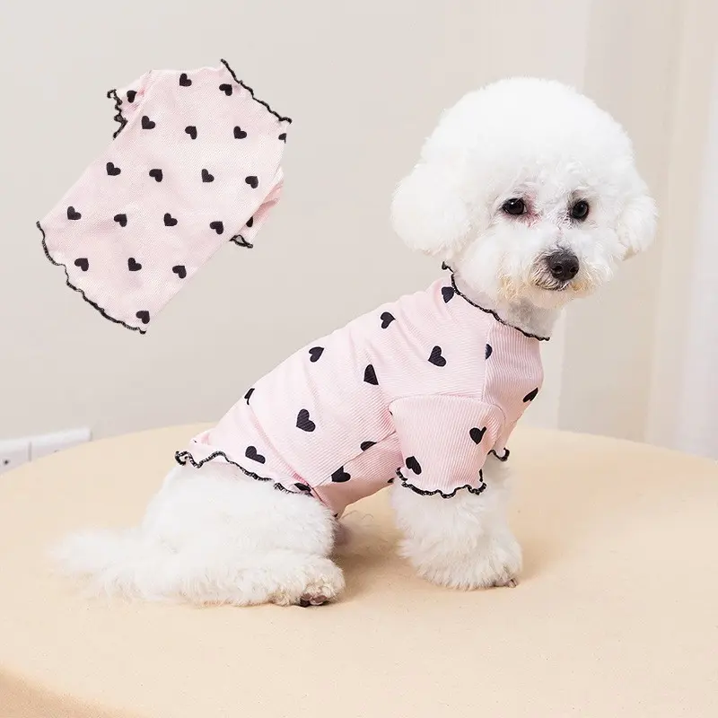 Floral Pet Pajamas for Small Dogs & Cats, Soft Breathable Cotton Sleepwear with All-Over Print, Cozy Loungewear for Indoor Comfort