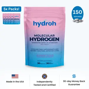 Hydroh Molecular Hydrogen Tablets – Raspberry Flavor | 5-Pack Bundle | Antioxidant Support & Deep Hydration | 150 Effervescent Tablets