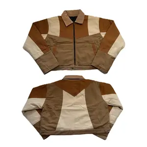 "THE CROP" Cropped Monochrome Patchwork Reworked Jackets, Upcycled from Discarded Textiles, Casual Outerwear Top