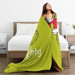 Green Monster Christmas Fleece Blanket, Retro Xmas Blankets, Gift For Her, All-Season Blanket, Multiple Sizes, Home Bedroom Decor v2