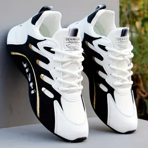 Comfy Breathable Men's Knit Running Shoes - Non Slip Lace Up Shock Absorption Sneakers For Outdoor Activities