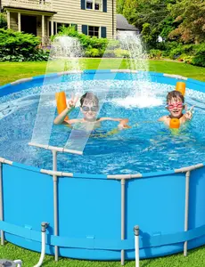 Pool Fountain above and Inground Pools, Adjustable Pool Waterfall with Dual Spray Sprinklers, Outdoor Pool Accessories for Relaxation and Cooling, Gray