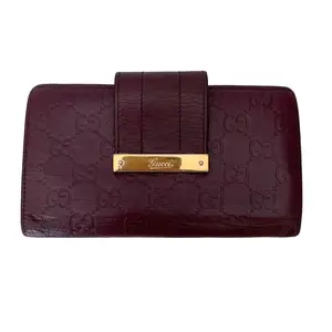 Pre-owned GUCCI Wallet Small Leather Goods Womens monogram guccissima purple leather long authentic with COA