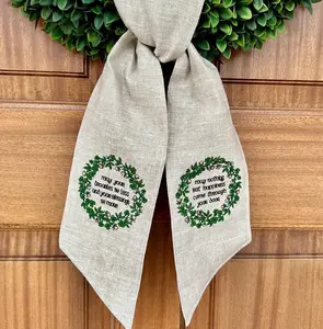 Personalized Irish Blessing Linen Wreath Sash: Shamrock Monogram Door Swag