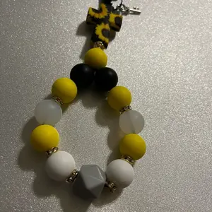 Sunflower cross keychain wristlet with charm