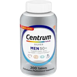 Centrum Silver Men's 50+ Multivitamin with Vitamin D3, B-Vitamins, Zinc for Memory and Cognition - 200 Tablets