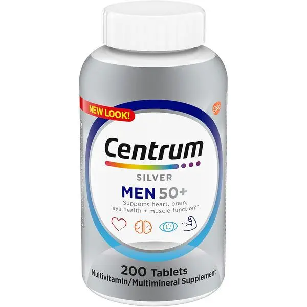 Centrum Silver Men's 50+ Multivitamin with Vitamin D3, B-Vitamins, Zinc for Memory and Cognition - 200 Tablets