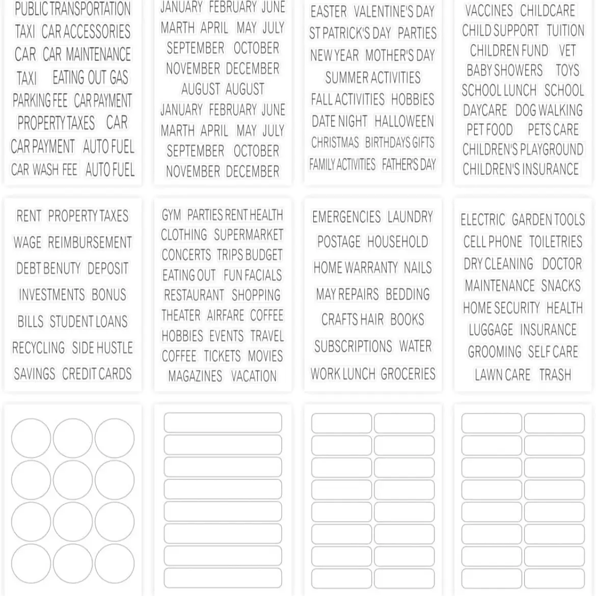163 Cash Envelope Sticker Labels Black Vinyl Decals for Finance Planner, Budget Stickers for Cash Envelope System Wallet & A6 Binder, Labels Money Sticker for Budget Organizer book journal