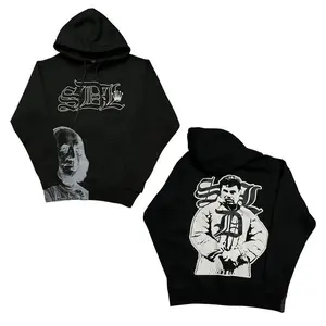 SDL Graphic Hoodie Men's Streetwear Y2K Aesthetic Oversized Lightweight Hooded Sweatshirt Hip Hop Pullover
