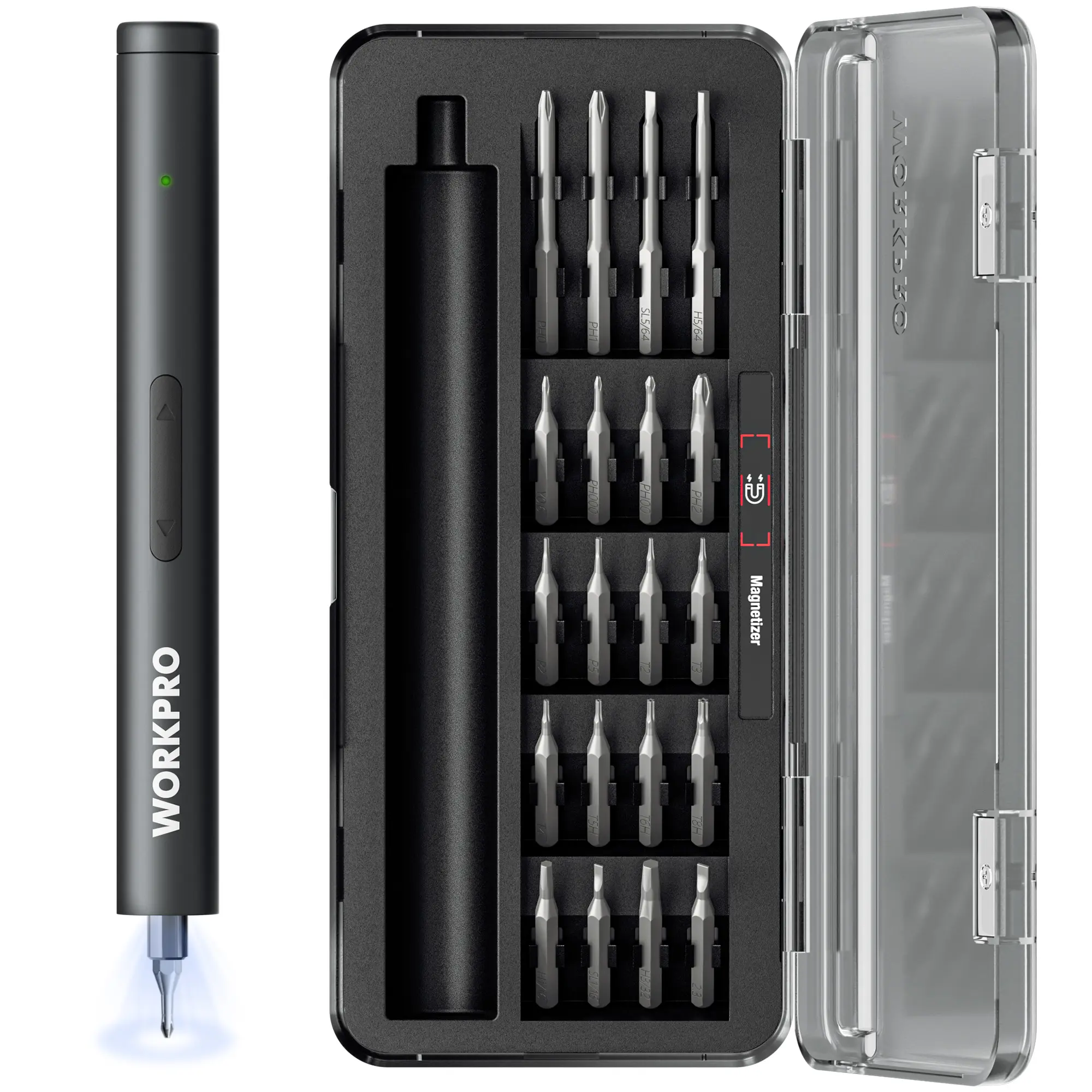 #summersale WORKPRO 20-in-1 Mini Electric Screwdriver with Magnetizer & S2 Steel Bits, 3.6V Rechargeable Precision Screwdriver Set for Electronics, Phone, Camera, Laptop & Watch