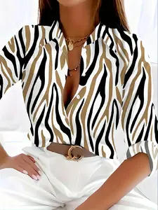 Women's Collar Shirt, Fashion Casual Collared Long Sleeve Top for Daily Wear, Ladies Clothes for All Seasons