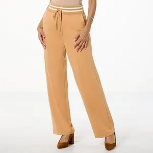 G by Giuliana Ponte Knit Wide-Leg Pull-On Pant with Rib Knit Trim