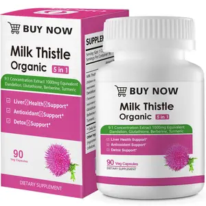 Organic Milk Thistle Liver Support Supplement with Dandelion Root, Glutathione, Berberine & Turmeric | Herbal Liver Cleanse & Daily Wellness Support | 90 Capsules
