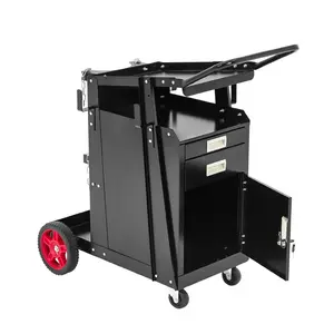 Welding Cart with Drawers and Cabinet,Heavy Duty Carbon Steel Welding Cart for Mig Welder Tig Welder and Plasma Cutter,Rolling Welder Cart with Handle and Gas Tank Holder,220 Lb Weight Capacity