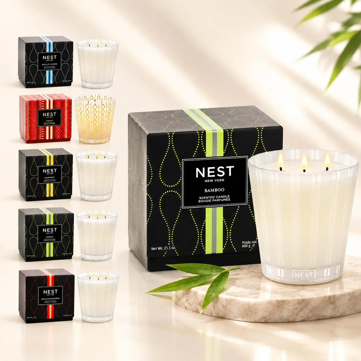 [Pack 2] Nest New York Holiday Scented Candle 21.2oz - 3 Wick Nest Candle Non Toxic & Fresh - Enhance Relaxtion,Romance and Fragrance Glass Scented | Gift Valentine