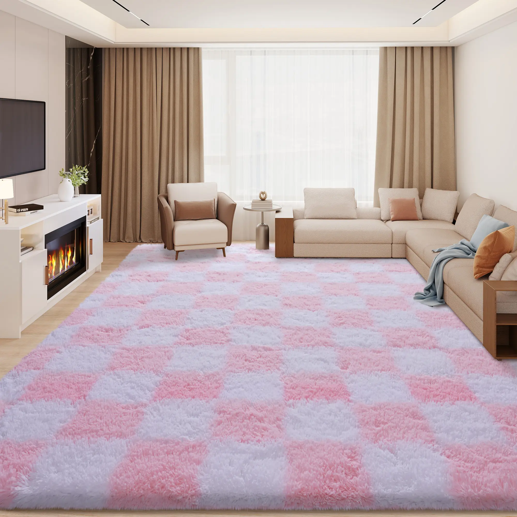 White and Pink Checkered