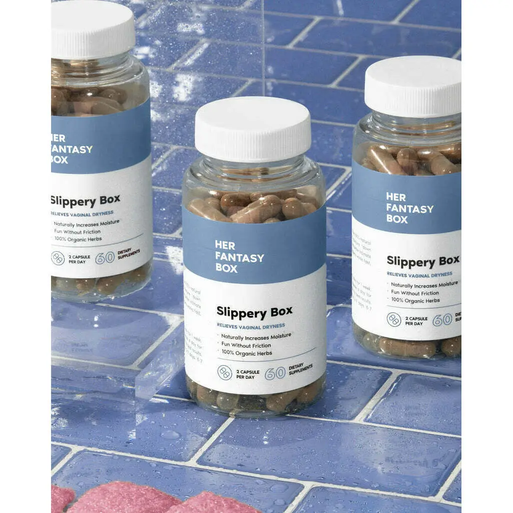 Her Fantasy Box Slippery Box Moisture Increase Capsules - 3 Pack Beauty Supplement Healthcare Wellness Fitness - 600mg Vegan Friendly Natural Ingredie