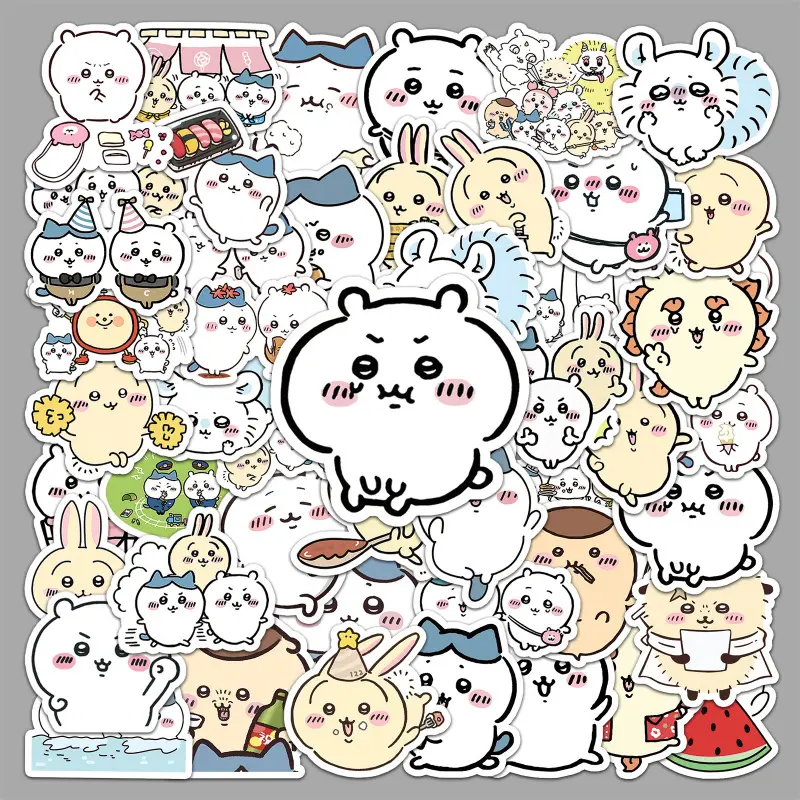 50pcs Chiikawa Hamster PVC Stickers, Cute Personalized Detachable Durable Waterproof Vinyl Decals, Mobile Phone Accessories for Smartphones & Kids’ Birthday Decor