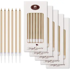 24-Count Birthday Candles - Long Thin Cake Candles Slow  Candles for Birthday, Wedding, Lucky Party Decoration (Champagne )