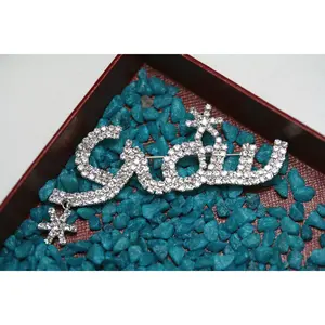 Crystal Rhinestones Word "Snow "Brooches Pin, Letters Lapel Pins with White Dangle Snowflake Gift Box for Christmas Gift