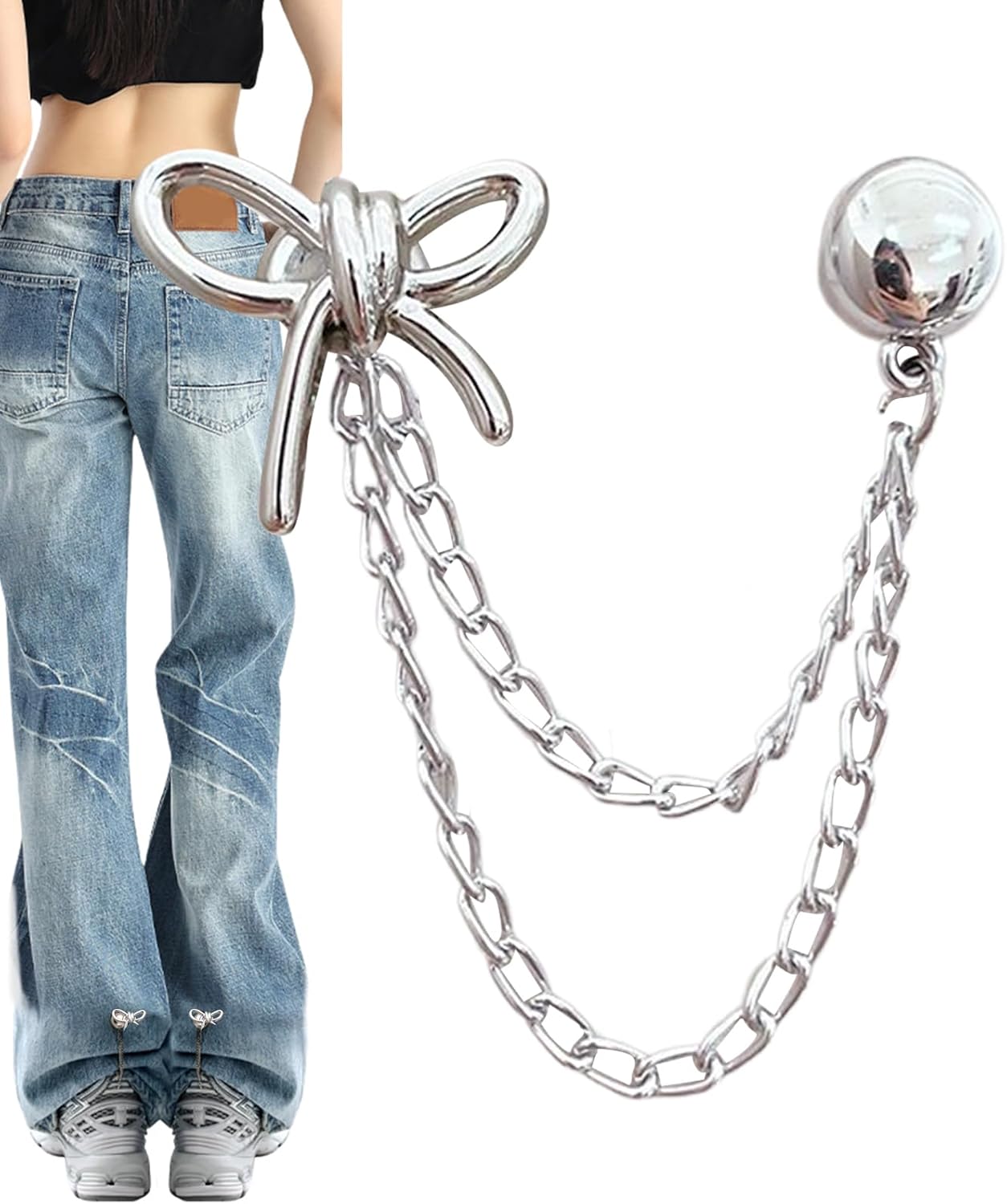 Pin-type clothing fastener - A fixing device with an adjustable chain design, a decorative clothing clip, suitable for fashion accessories such as hats, scarves, dresses, pants, sleeves, etc.