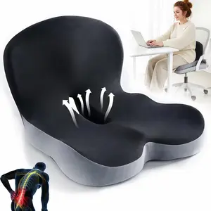 【summerwins】Non-Slip Memory Foam Seat Skin-Friendly Extended Zipper Easy Remove Wash Back Support Cushion Home & Outdoor & Car & Office,Sciatica Relief for Long Drives