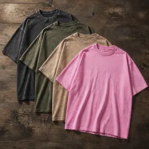 1/4 Pack Unisex Vintage Oversized Shirts: Heavyweight Acid Wash Baggy Tees - Casual Gym Workout Tops