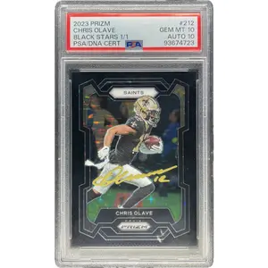 Chris Olave - 2023 Panini Prizm Black Stars 1/1 On-Card Autograph - PSA Graded Trading Card