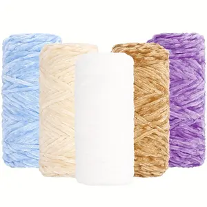 5pcs Comfortable & Warm Velvet Chenille Knitting Yarn, Soft DIY Weaving & Crochet Yarns Set, Colors With White/Beige/Blue/Brown/Purple/Green/Black/Grey/Green etc.