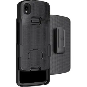Case with Clip for Zebra TC22 TC27 Mobile Computer Scanner, Nakedcellphone Slim Hard Shell Cover with Kickstand and [Rotating/Ratchet] Belt Hip Holster Holder Combo