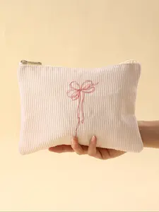 Butterfly Pattern Plaid Makeup Bag, Lightweight Zipper Interior Cosmetic Organizer, Casual Style All Season Travel Essentials, Handheld Cosmetic Pouch