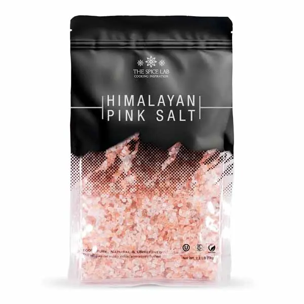 The Spice Lab Pink Himalayan Salt – Coarse Grain, 2.2 lb / 1 Kilo - Himalayan Pink Salt for Grinder Refill – Gourmet Pure Crystal – Kosher & Natural Certified
