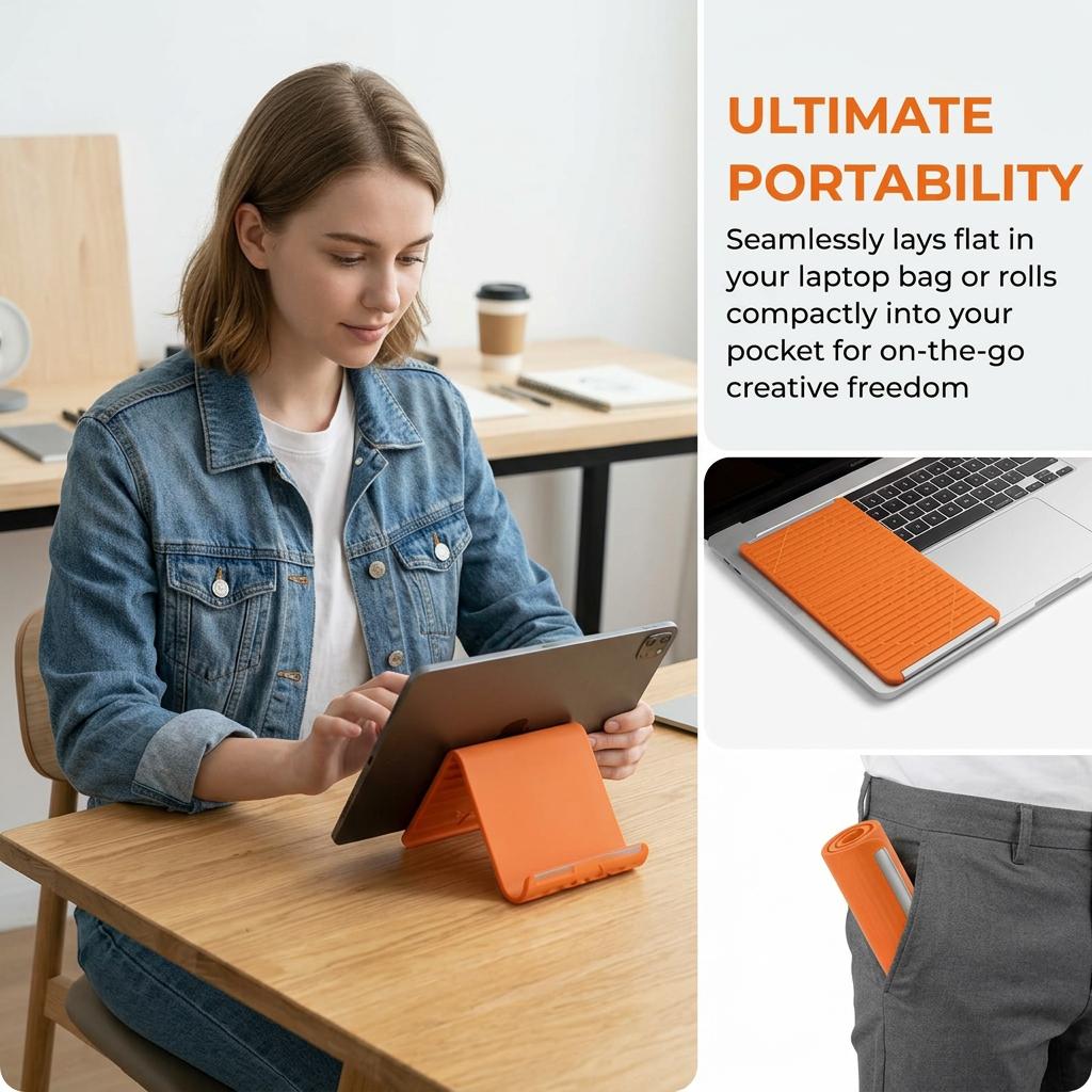 Portable Foldable Silicone Phone Holder, Bendable Freely into Any Shape, Multi-Angle Adjustable Stand for Mobile Phone, Tablet, Laptop, Anti-Slip Desktop Mount, Universal Fit, Home Office Travel Use, Orange Black Portable Foldable Silicone Phone Holder, Bendable Freely into Any Shape, Multi-Angle Adjustable Stand for Mobile Phone, Tablet, Laptop, Anti-Slip Desktop Mount, Universal Fit, Home Office Travel Use, Orange Black