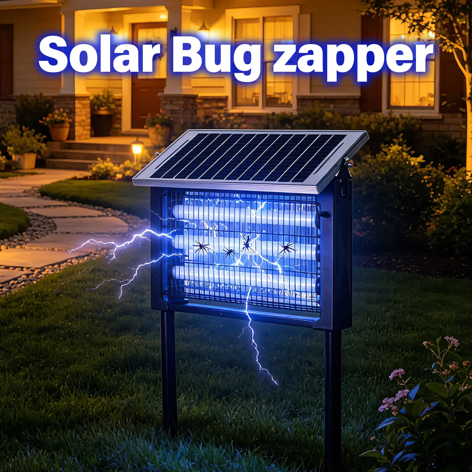 Powerful Large Solar Bug Zapper Outdoor, Poartable Rechargeable Mosquito Zapper With High Powered, Cordless Solar Fly Zapper For Patio Garden Backyard RV Camping Pond Pest Control,dorm essentials,home essentials