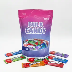 Airheads Mini Bars 1 Pound Bag - Individually Wrapped - Assorted Fruit Flavored Cherry, Grape, Mystery Flavor, Orange, Blue Raspberry & Watermelon