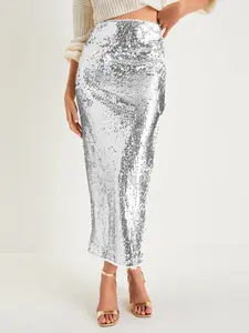 Long Sequin Sparkle Bodycon Skirt Womenswear, Luxurious Eye-Catching Style, Fashionable Individuality, Perfect for Daily, Casual Parties, Leisure Dates
