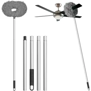 Eunice Ceiling Fan Duster with Extension Pole – Adjustable, Washable, and Reusable Cleaner for High Ceiling Fans, Windows, and Shelves (Gray) Eunice