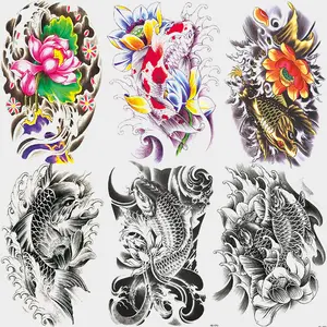 6 Colorful Koi Fish Temporary Tattoo Stickers, Waterproof Realistic Arm Design, Perfect for Men Women Party Casual Occasions
