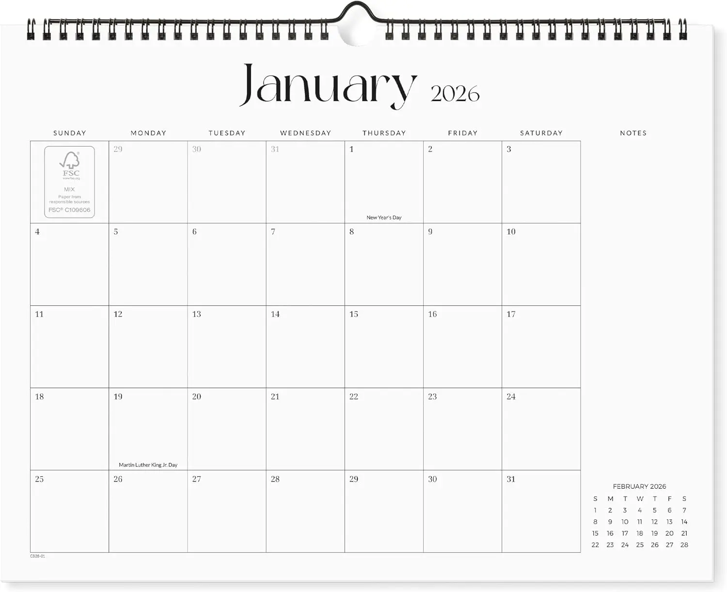 Cabbrix Simplified Wall Calendar 2026-2027, 18 Months Hanging Calendar From July 2026 to December 2027, 14.2" x 11.2" Horizontal Monthly Calendar for Home Office School