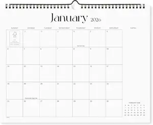 Cabbrix Simplified Wall Calendar 2026-2027, 18 Months Hanging Calendar From January 2026 to June 2027, 14.2" x 11.2" Horizontal Monthly Calendar for Home Office School
