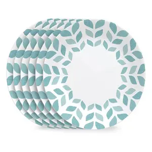 Corelle 8.5" 6pk Global Northern Pines Lunch Plate: Abstract Blue Vitrelle Salad Plates, Dishwasher-Safe, Service for 6