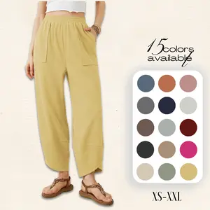 SCUSTY Womens Waffle Knit Elastic Waist Pocket Wide Leg Tapered Pants for Women | Casual Comfy Lounge Pants SCUSTY Womens Waffle Knit Elastic Waist Pocket Wide Leg Tapered Pants for Women | Casual Comfy Lounge Pants