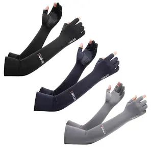 Cooling Half Finger Ice Silk Arm Sleeves UPF 50+ Sun Protection Arm Cover with Anti-Slip Palm Design, Breathable Lightweight Sun Sleeves Perfect for Driving, Fishing, Hiking, Cycling and Outdoor Activities