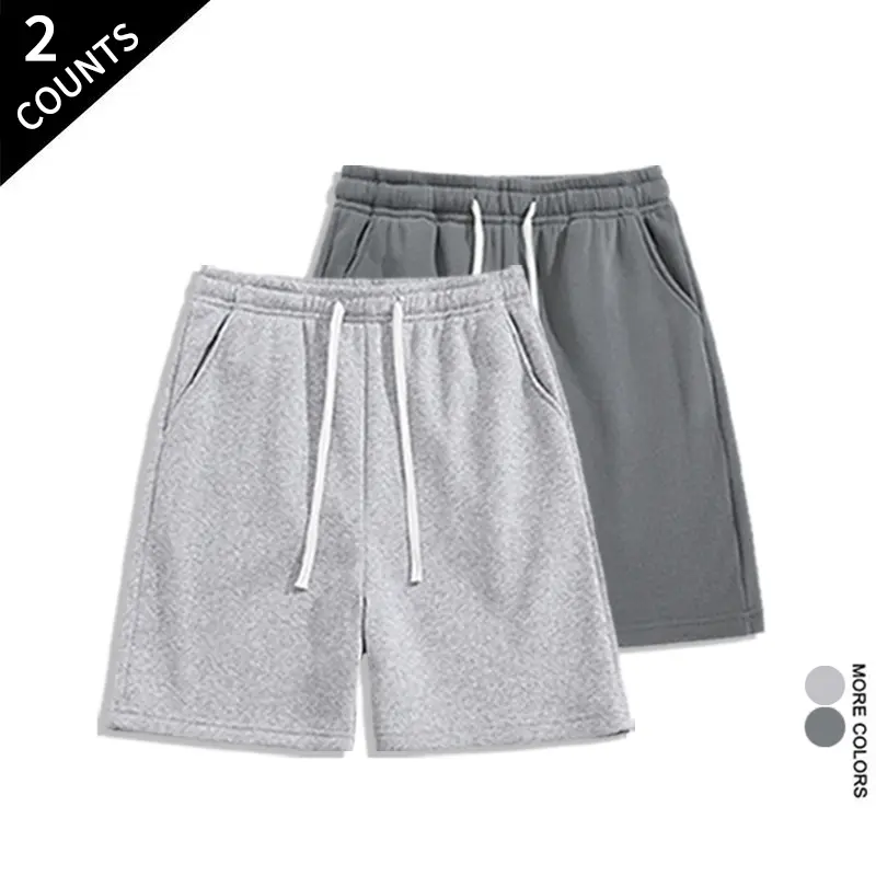 2pcs Solid Color Drawstring Shorts - Loose Fit Gym & Daily Wear