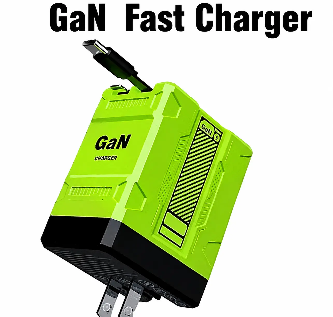 GaN Fast Charger with Retractable Cable - Portable Charging Accessory for Smartphones, Mobile Phones & Electronic Devices, Smartphone